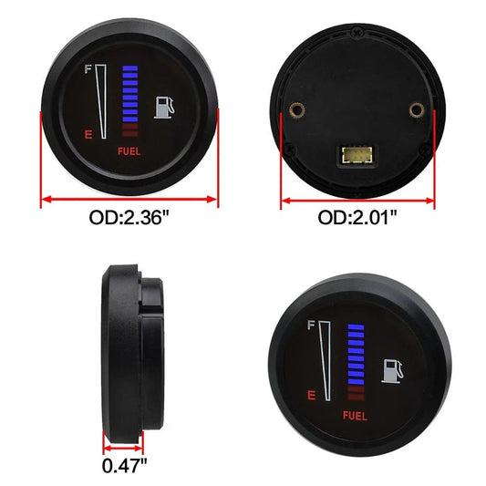 52mm 12/24V LED Fuel Level Meter Gauge for Car Motorcycle