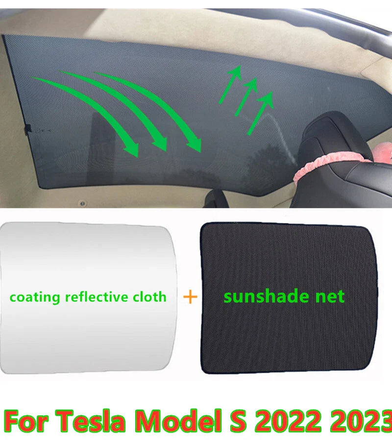 UV Reflection Glass Roof Sunshade Window Sunroof Cover for Tesla Model S (2022–2024)