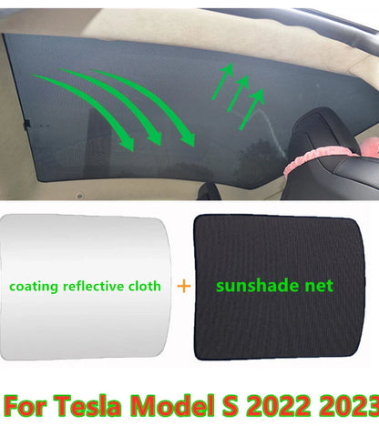UV Reflection Glass Roof Sunshade Window Sunroof Cover for Tesla Model S (2022–2024)