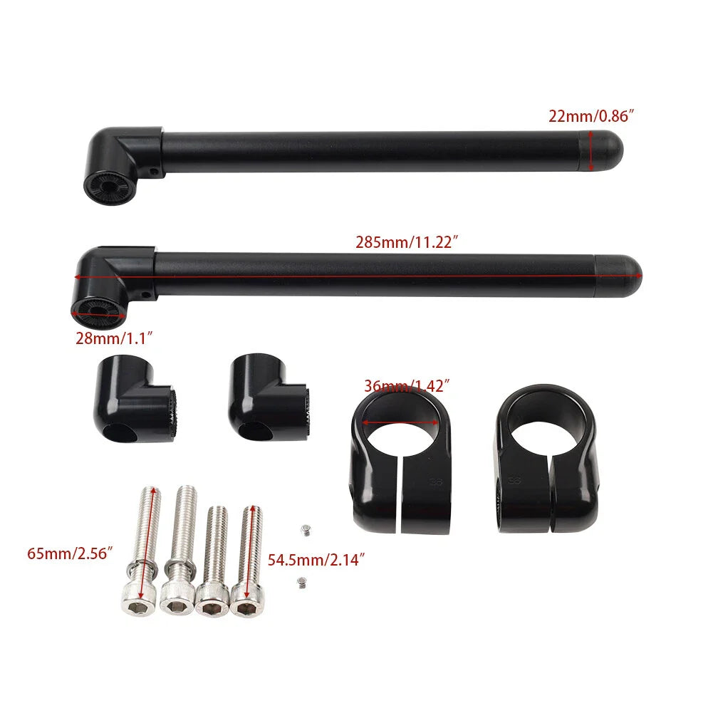 36MM Clip-On Handlebar for Motorcycle Cafe Racer - Black