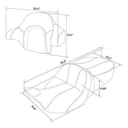 Backrest Black Grey Seat for Harley Touring (2014 - 2023)