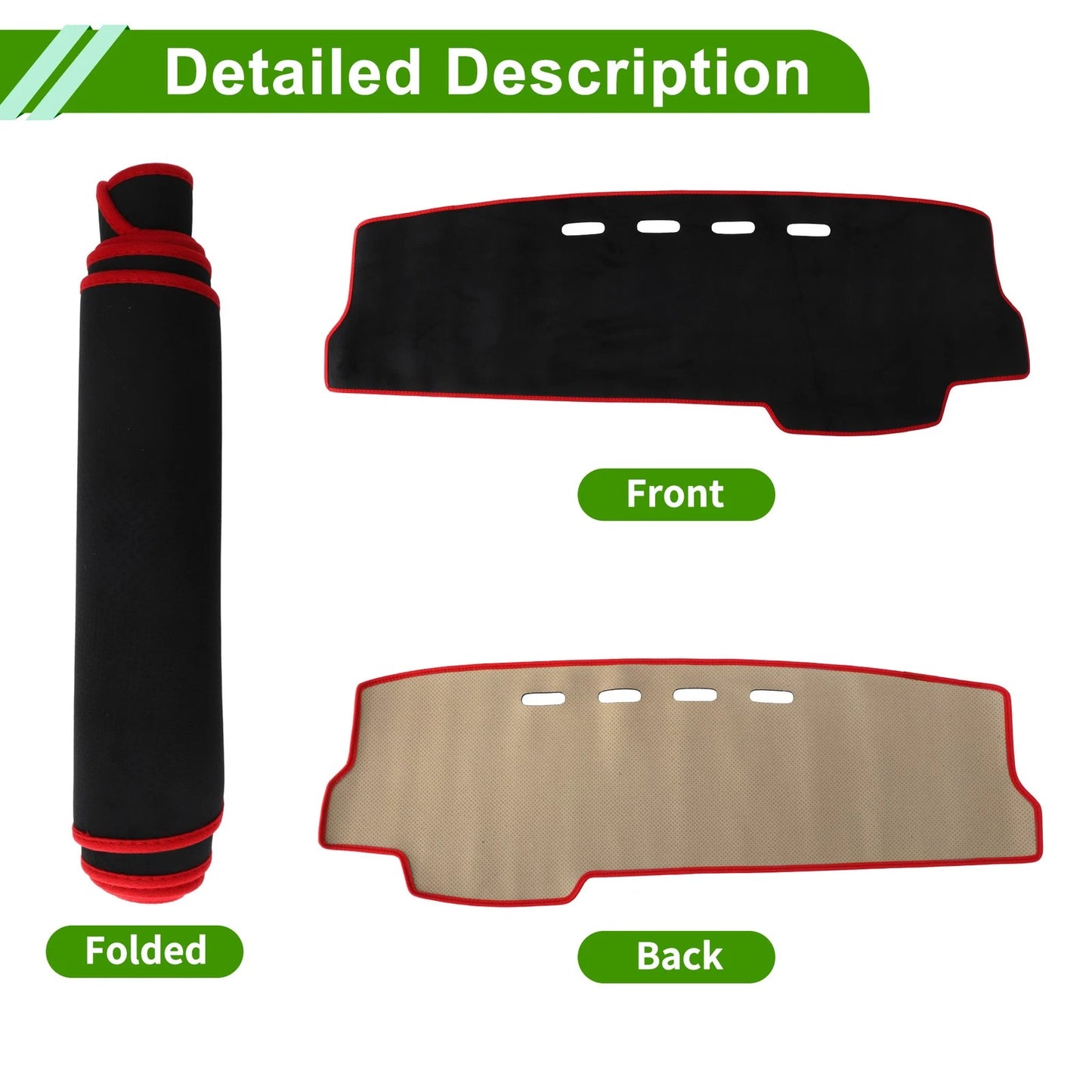 Dashboard Cover for Suzuki Alto (2019–2022) Black Red Trim Flannel