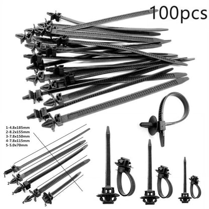 100 x Cable Ties Zip Tie Clips for Car Wiring Harness