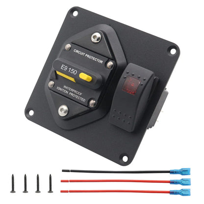 150A Circuit Breaker Panel + Red LED Switch for Universal Car