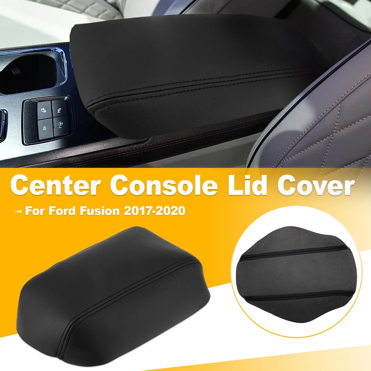 Leather Center Console Lid Armrest Cover for Ford Fusion (2017–2020)
