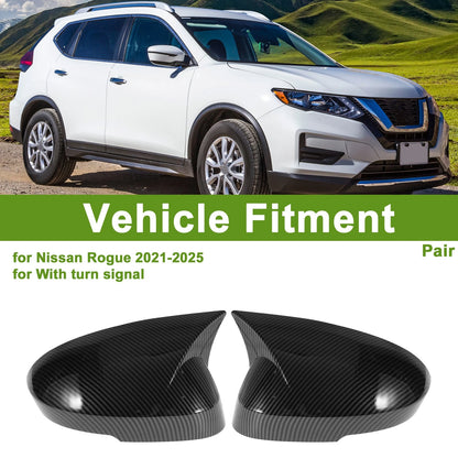 Set of 2 Side Mirror Cover Caps for Nissan Rogue (2021–2025) Black