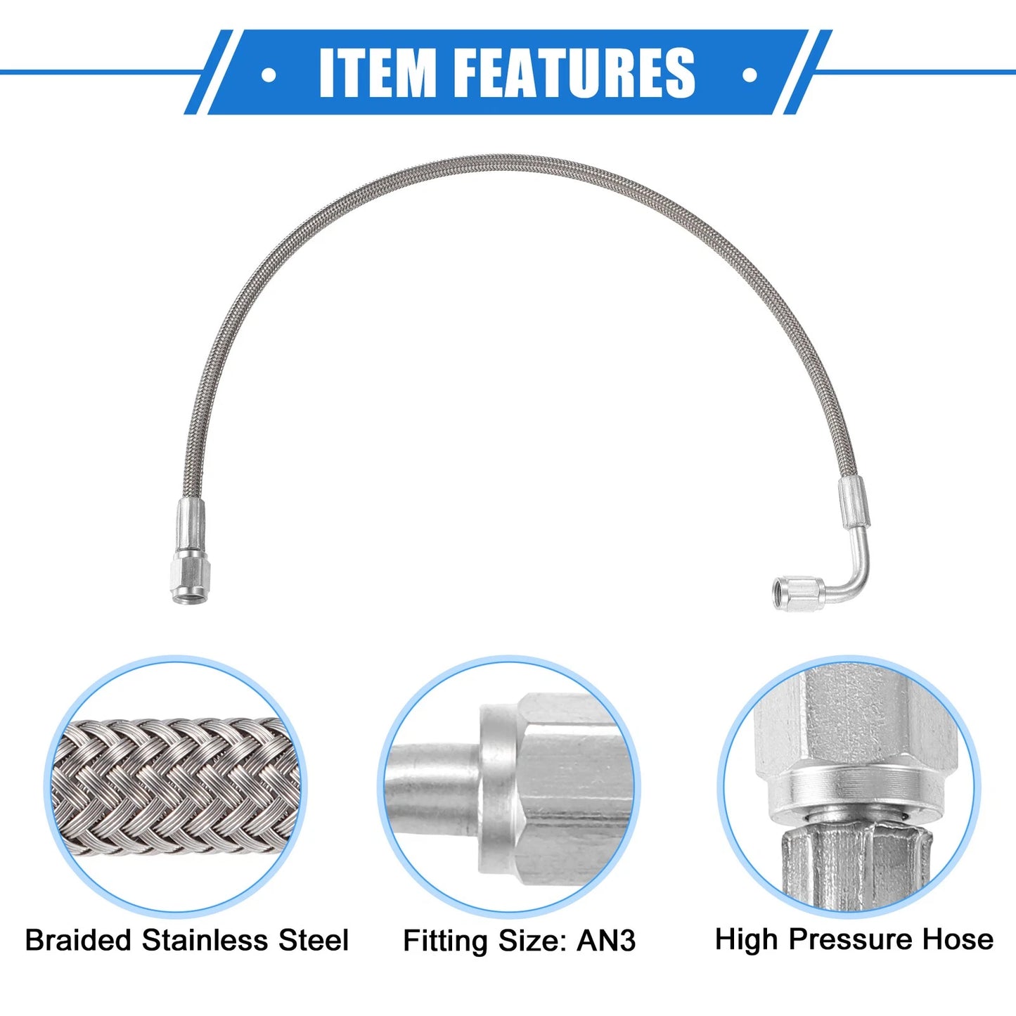 Turbo Oil Feed Line 90 Degree to Straight Hose End for Universal Car (AN3)