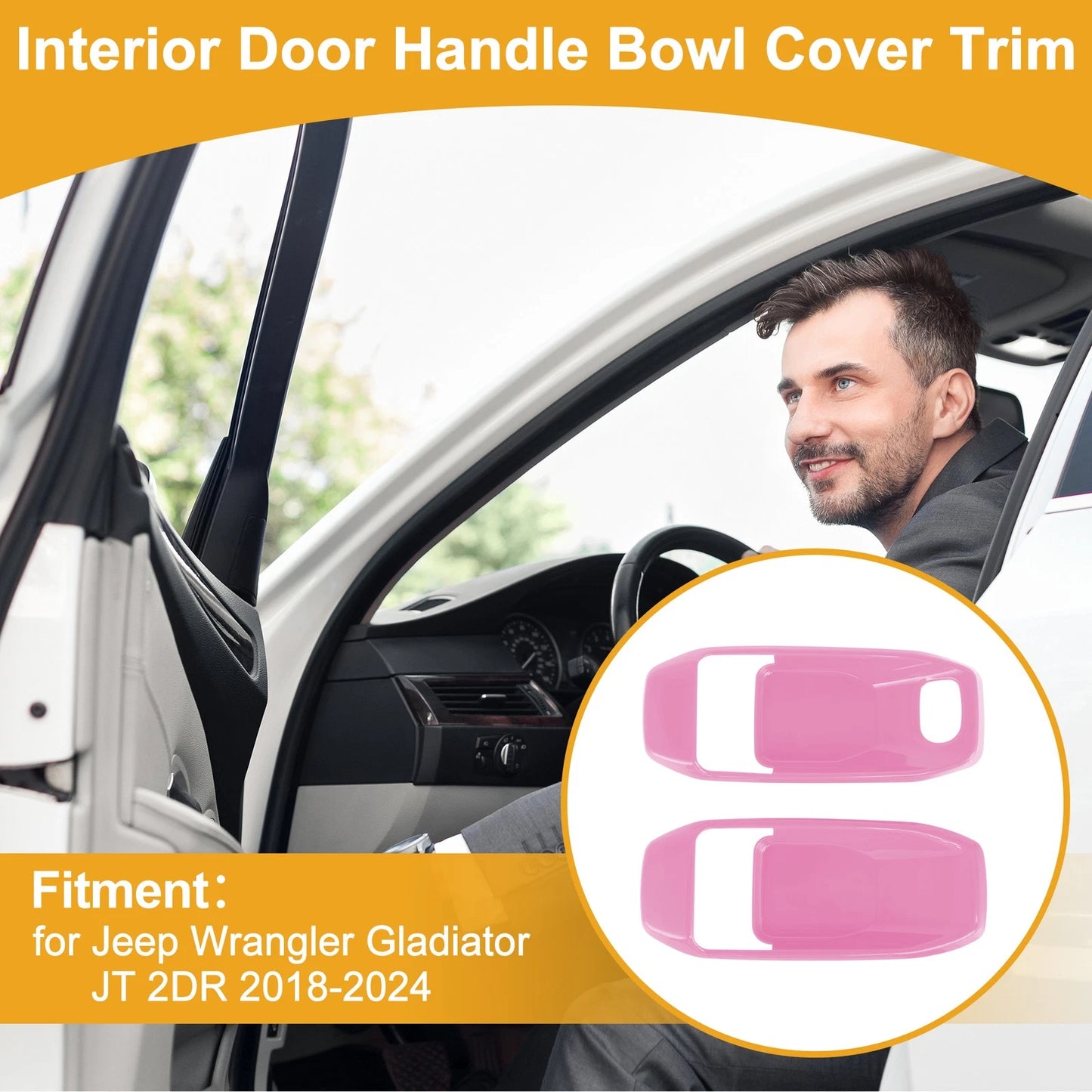 Interior Door Handle Bowl Cover Trim for Jeep Wrangler Gladiator JT (2018–2023) - Pink