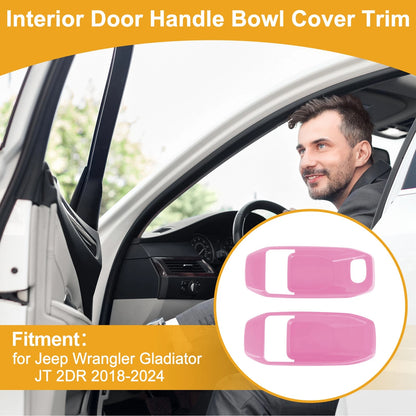 Interior Door Handle Bowl Cover Trim for Jeep Wrangler Gladiator JT (2018–2023) - Pink