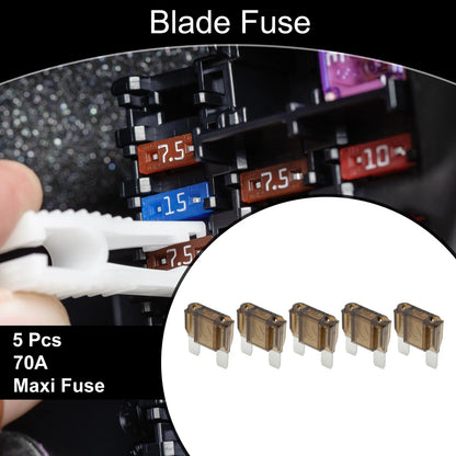 Set of 5 Maxi Fuse 70A Blade Fuses for Car Boat Truck RV Motorcycle