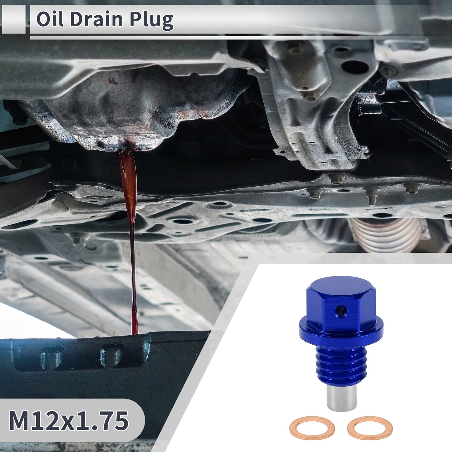 Set of 1 M12x1.75 Engine Oil Drain Plug with Gasket for Car Motorcycle Boat