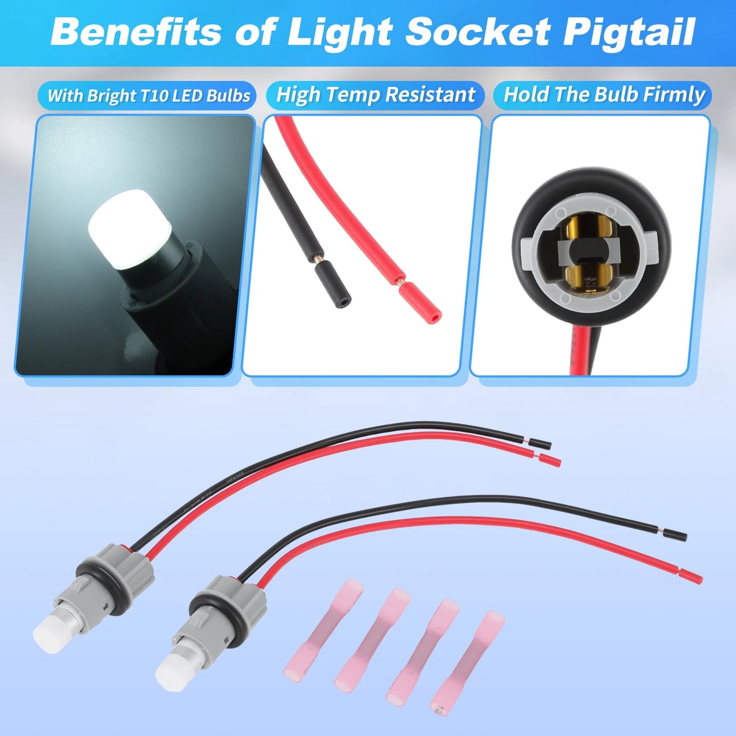 2X Side Marker Light Bulb Socket Wire w/ LED for Mercedes C-Class E-Class