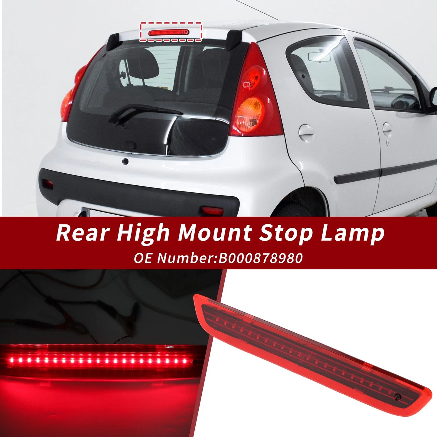 Red LED Third Brake Light for Citroen C1 Mk2 Peugeot 108 (2014–2021) B000878980