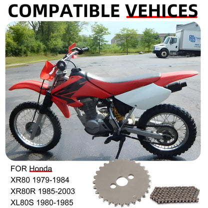 Camshaft Sprocket & Timing Chain for Honda XR80 XR80R XL80S (1979–1999)
