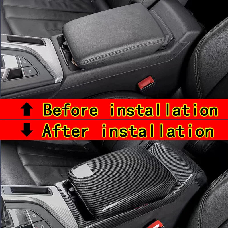 2 x ABS Carbon Fiber Console Armrest Cover&Frame for Audi A4 B9 A5 (2017–2021)