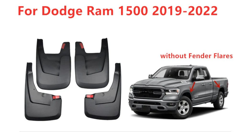 4Pcs Splash Guards Mud Flaps for Dodge Ram 1500 (2019–2022)