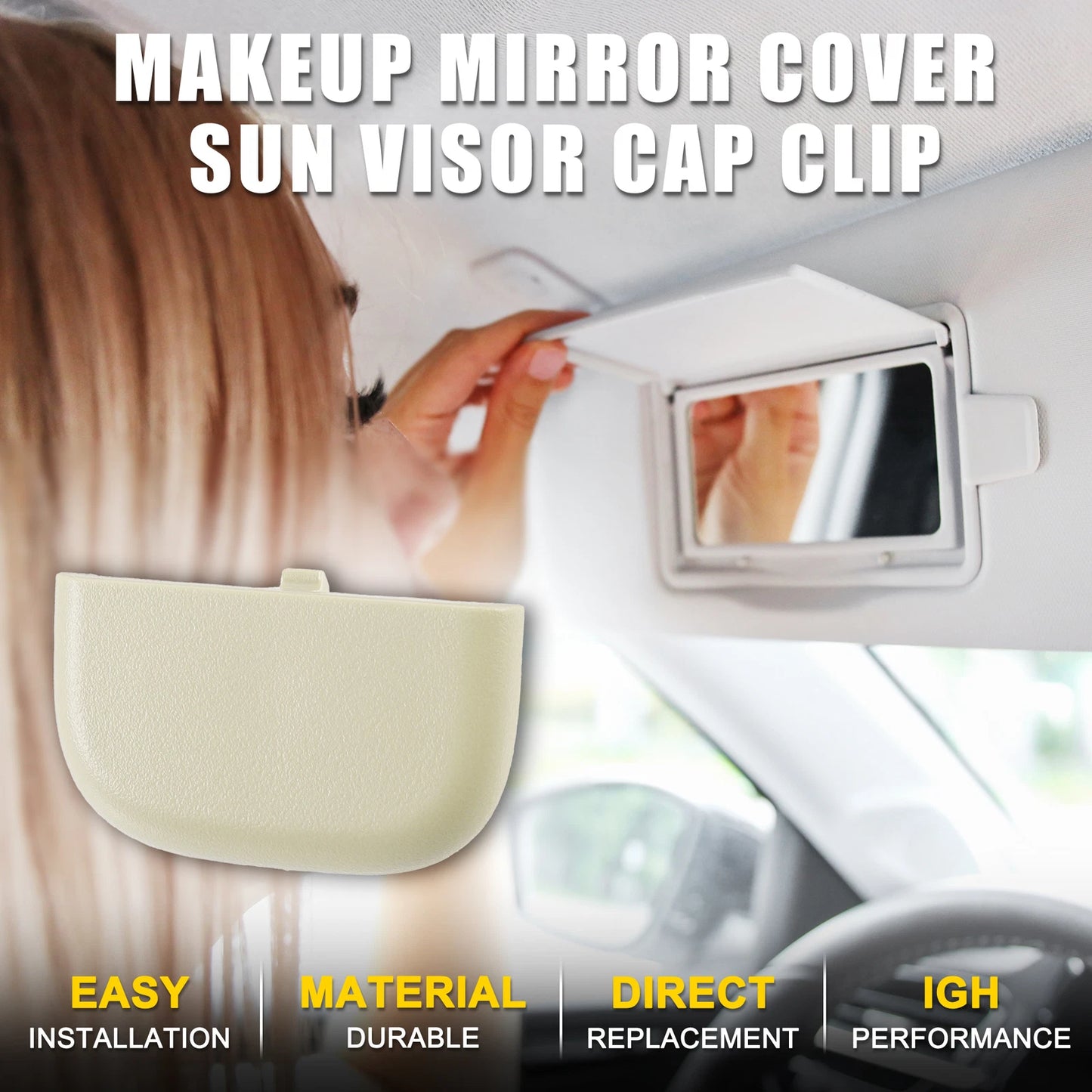Set of 1 Makeup Mirror Cover Sun Visor Cap Clip for Ford (DS7Z54672A40AF)