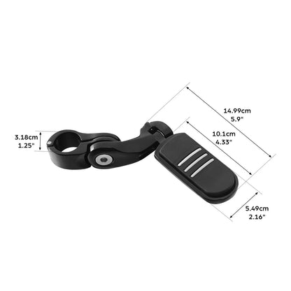 1.25" Black Short Angled Footpegs for Harley Touring