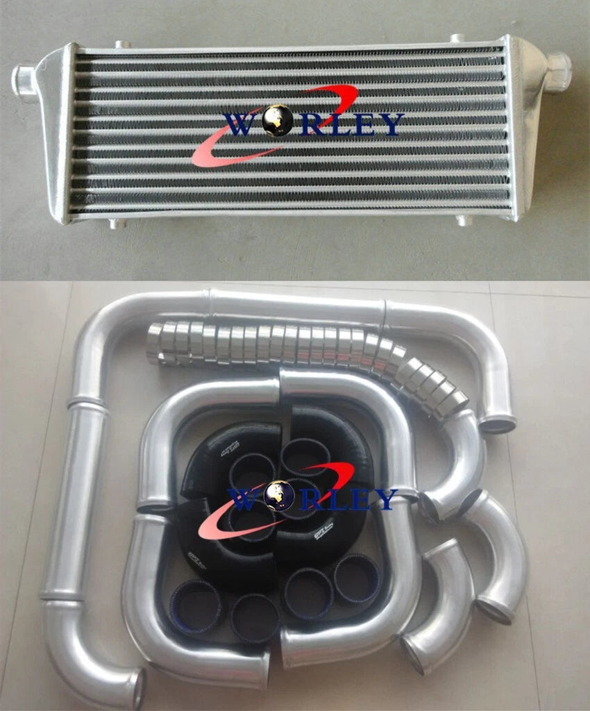 Intercooler Kit with 2.25" Piping & Blue Silicone Hose for Universal Fit (550x230x50mm)