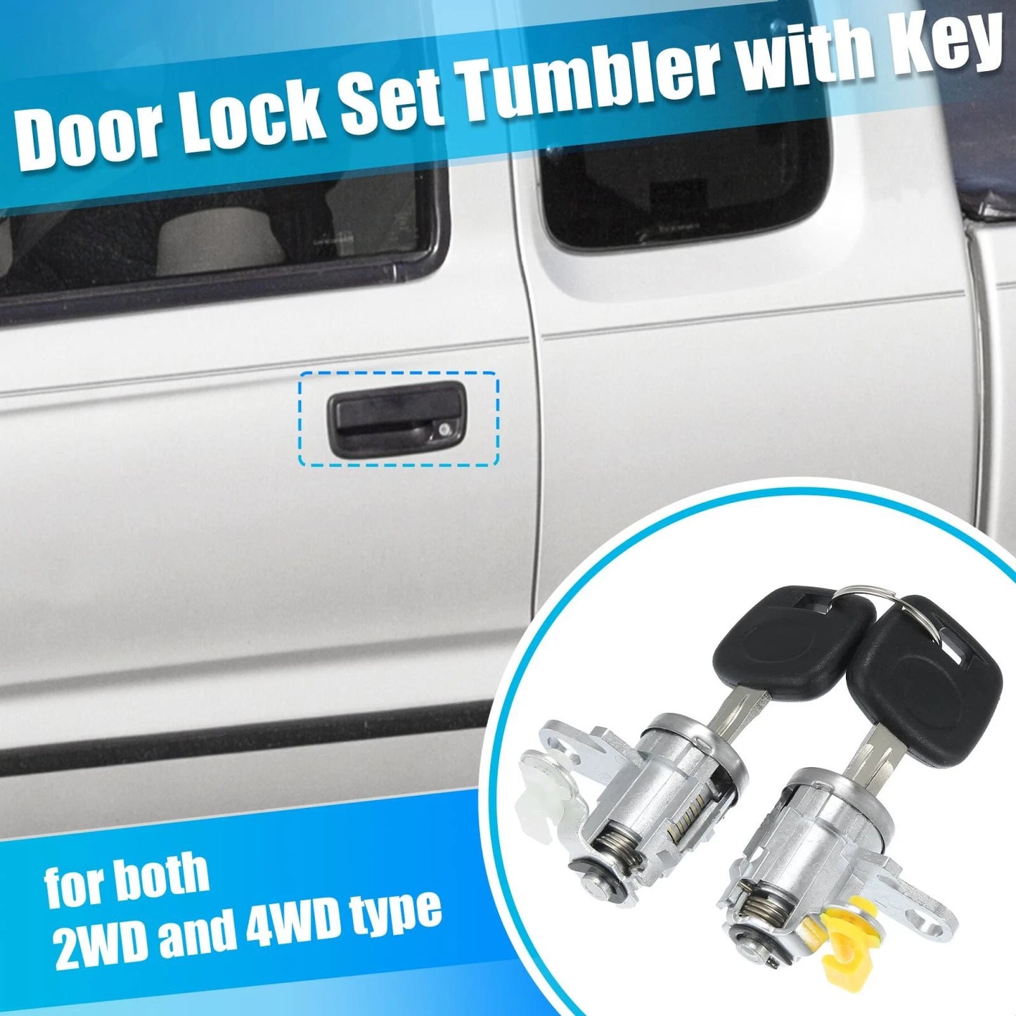 1 Pair Door Lock Cylinder Set w/ 2 Keys for Toyota Tacoma (1995–2004) DL107 DL108R