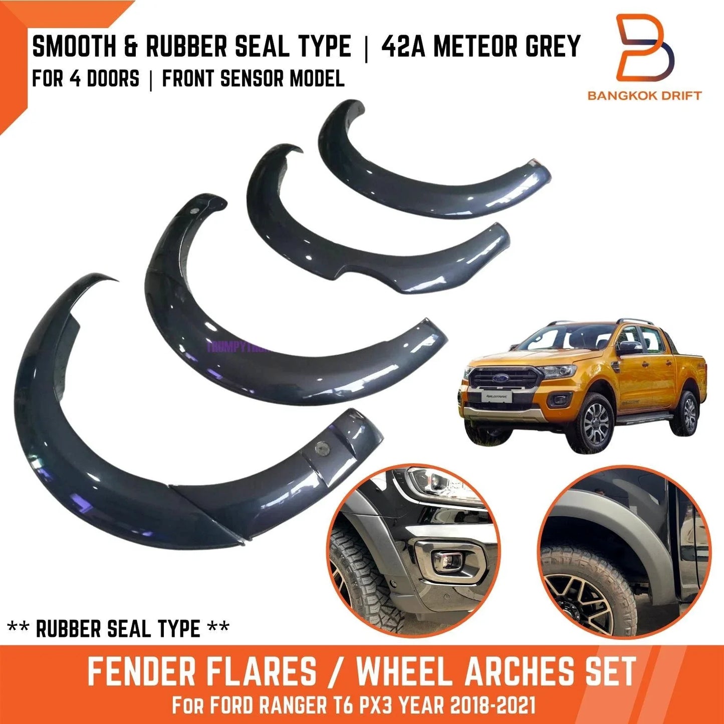 Fender Flares  Meteor Grey for Ford Ranger PX3 (2018-2021)