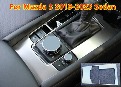 Silver Console Gear Shift Box Panel Cover Trim Decor for Mazda 3 (2019–2023)