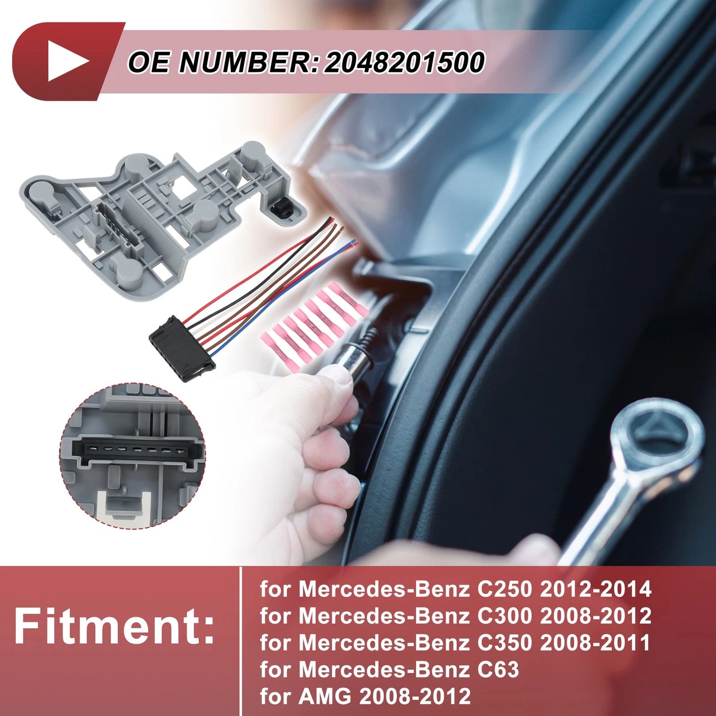 Left Tail Light Socket Wiring for Mercedes-Benz C250 (2012–2014) No.204-820-15-00