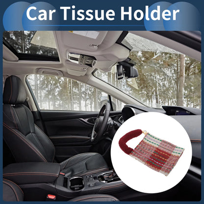 Tissue Holder for Car - Jacquard Woven Plush Red (10.24"x6.69"x1.18")