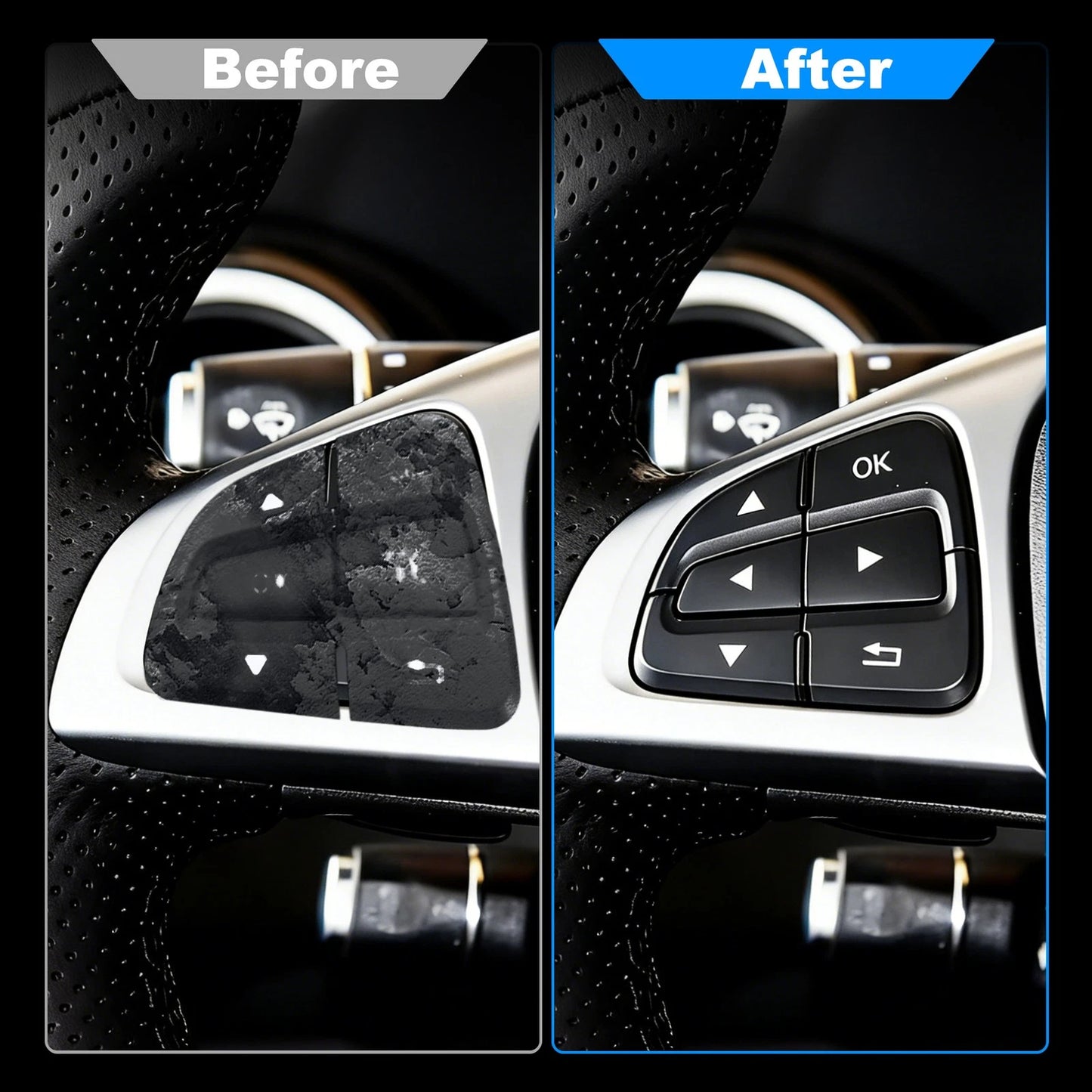 Steering Wheel Button Covers Trim Stickers for Mercedes CLS GLA CLA SL GLE GLS (2011–2023)