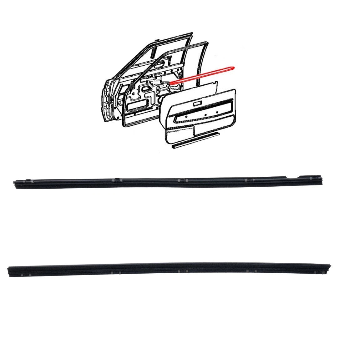 Set of 2 Front Door Glass Weatherstrip for Toyota Starlet Wagon (1980–1984)