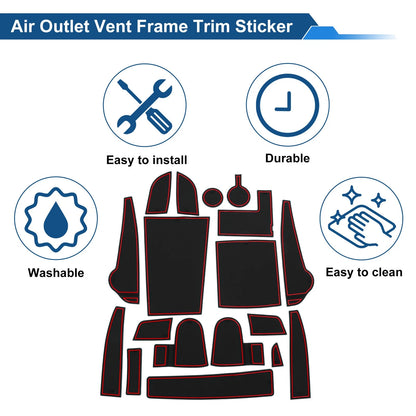 18 Pcs Non-Slip Mat for Hyundai Kona Electric EV (2020–2022) PVC Red