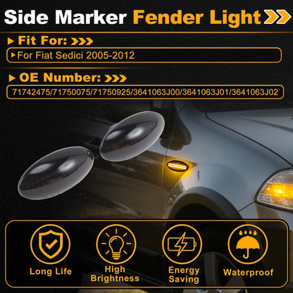 Dynamic LED Amber Side Marker Fender Light 71742475 for Fiat Sedici (2005–2012)