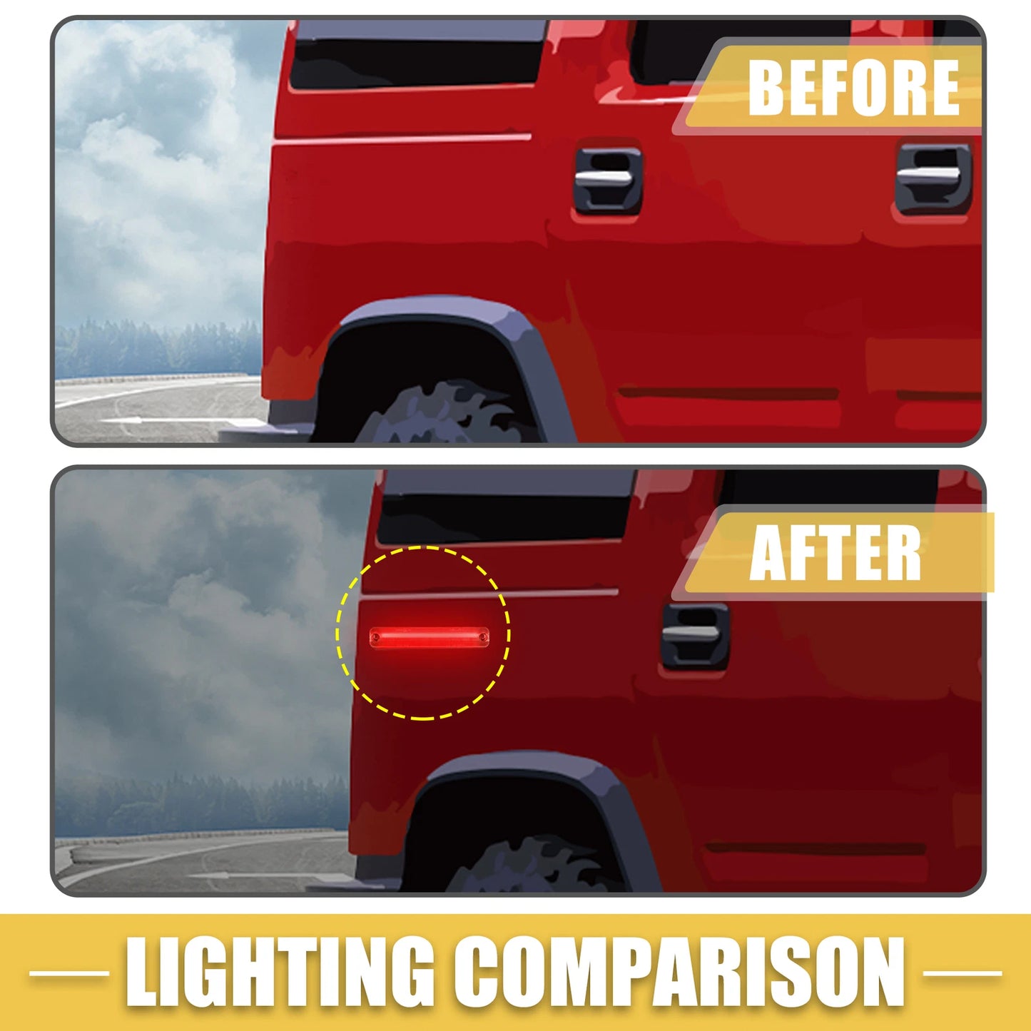 Set of 2 Rear LED Side Marker Lights 15114677 for Hummer (Clear Lens)