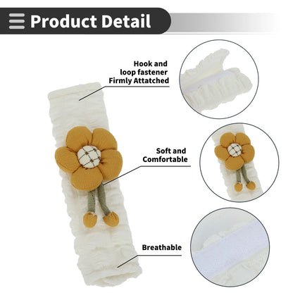 Set of 2 Ginger Yellow Seat Belt Cover Pads for Universal Fit (24.5cm)