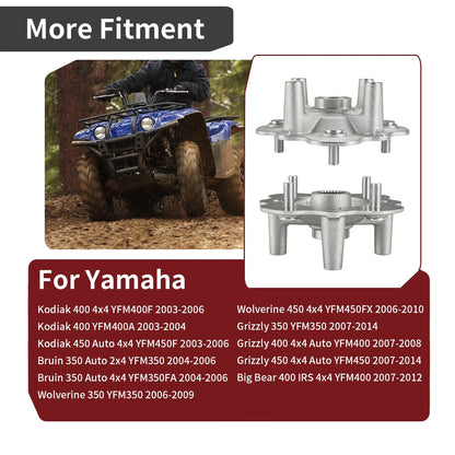 Pair Front Wheel Hub for Yamaha Grizzly YFM350/YFM400/YFM450 (2007–2014)