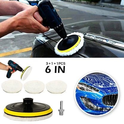 Set Buffing Polishing Pads Wool Wheel Mop for Car Polisher Drill Adapter