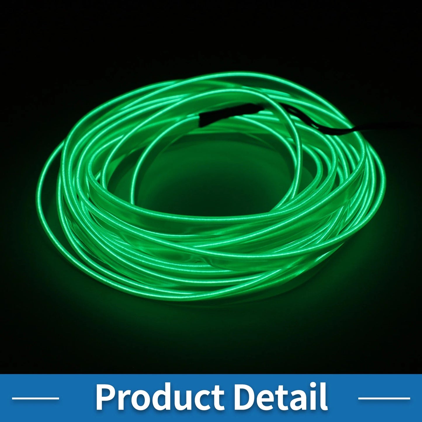 2m LED Neon Wire Car Decoration Lighting for Universal Use (12V) Green