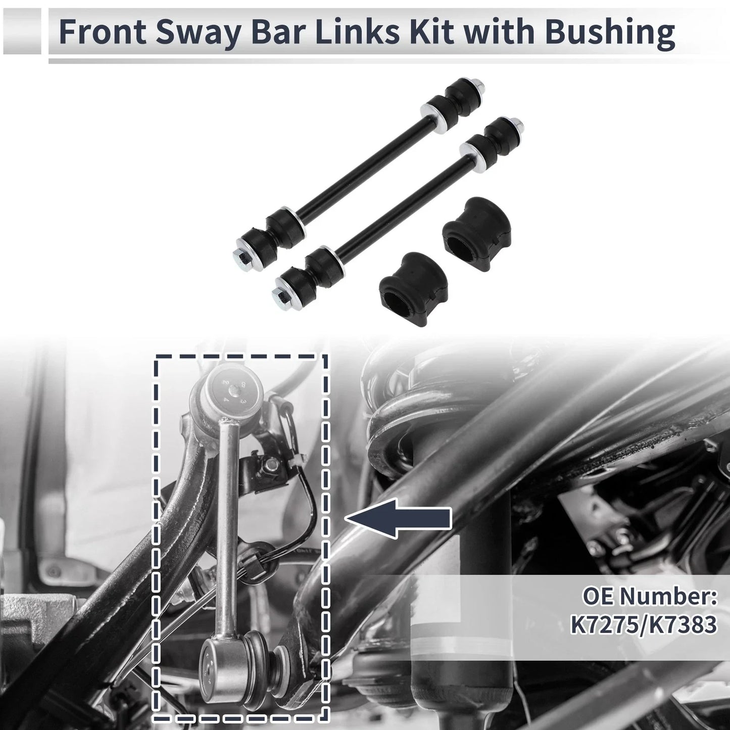 Front Stabilizer Bar Links 2 x Pcs Bushing for Dodge Ram 1500 (2002-2023)