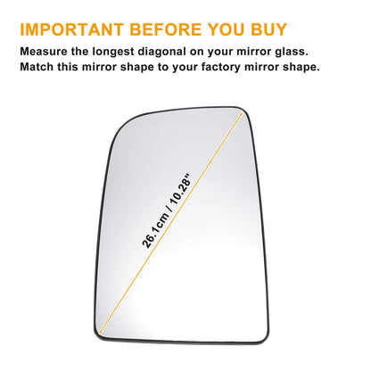 Left Upper Heated White Mirror Glass for Mercedes Sprinter (2006–2011)