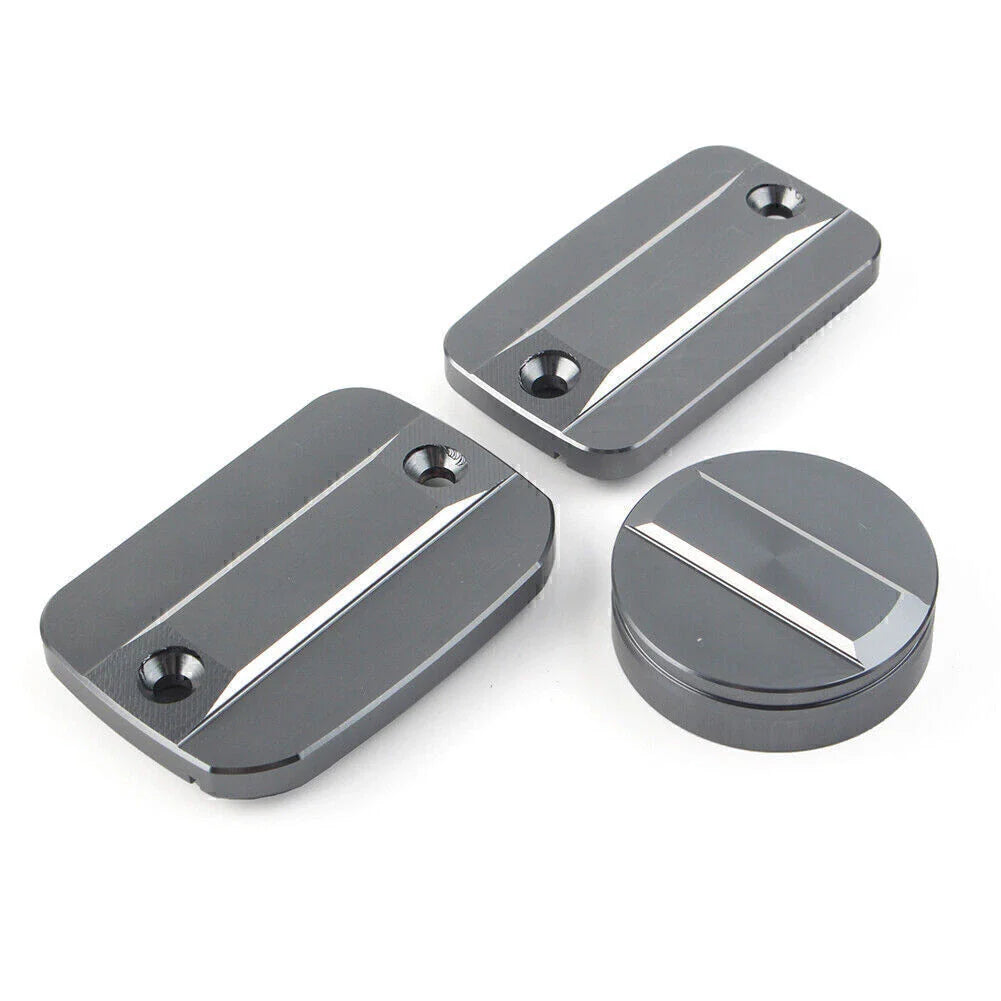 Grey Front Brake Clutch Fluid Reservoir Cap & Rear Brake Cover for Scrambler 1100