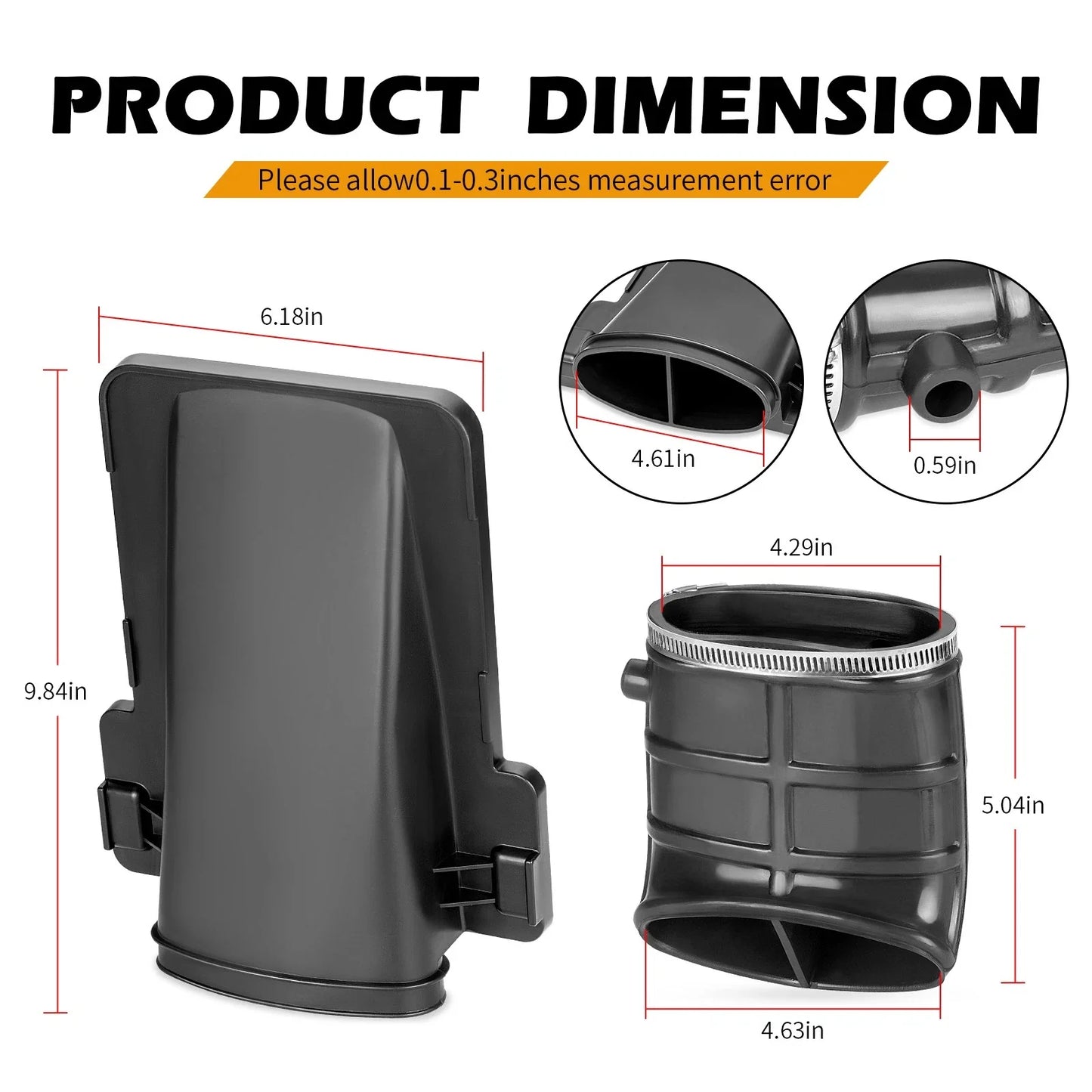 Airbox Lid Cover & DUCT W/ Elbow PIPE for Yamaha Raptor 660R (2001–2005)