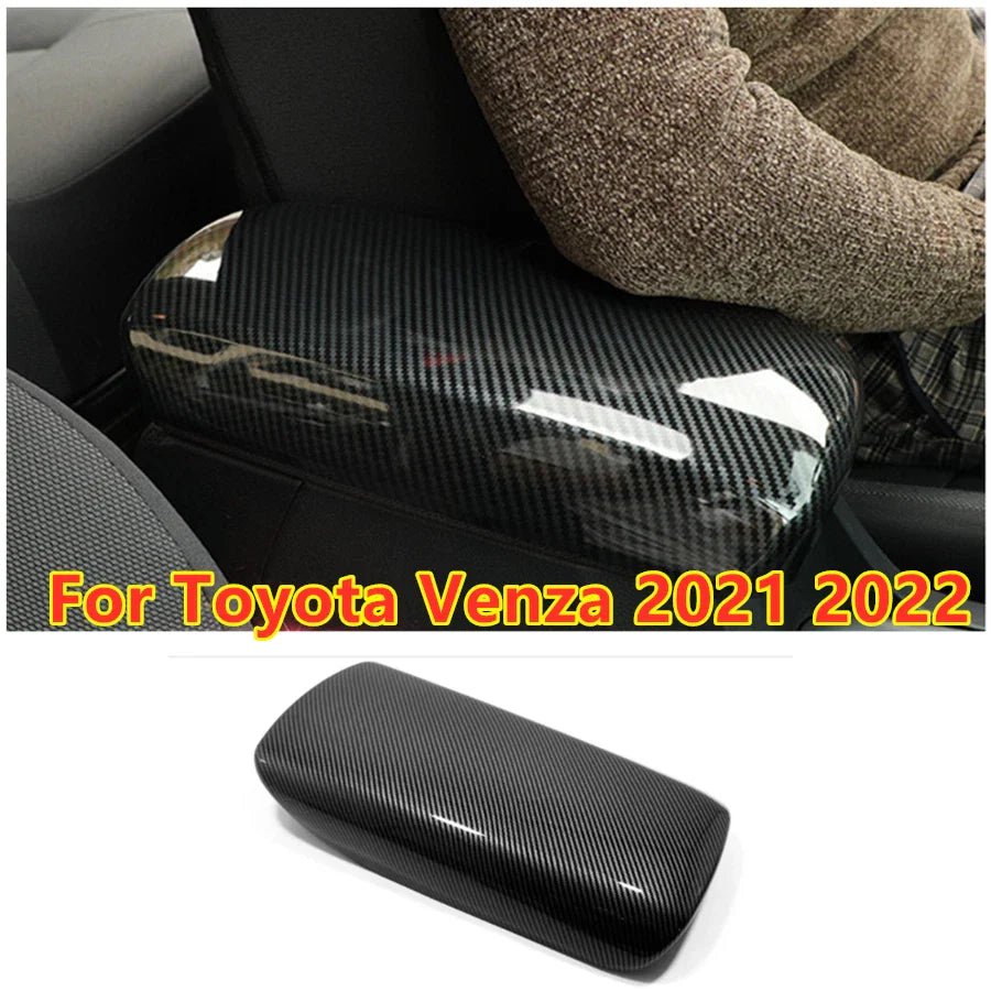 Carbon Fiber Console Armrest Box Cover Trim for Toyota Venza (2021–2022)