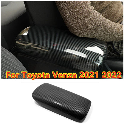 Carbon Fiber Console Armrest Box Cover Trim for Toyota Venza (2021–2022)