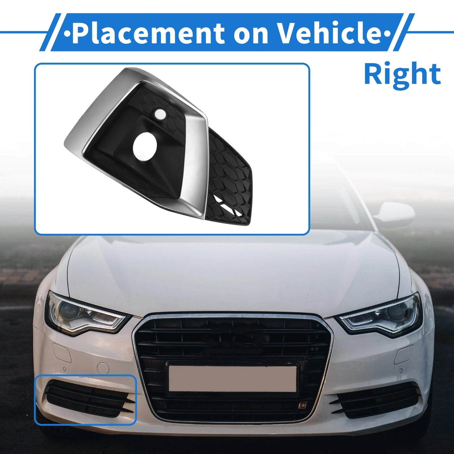 Front Right Fog Light Grill for Audi A5 (2021–2023) No. 8W6807682T3Q7 ABS