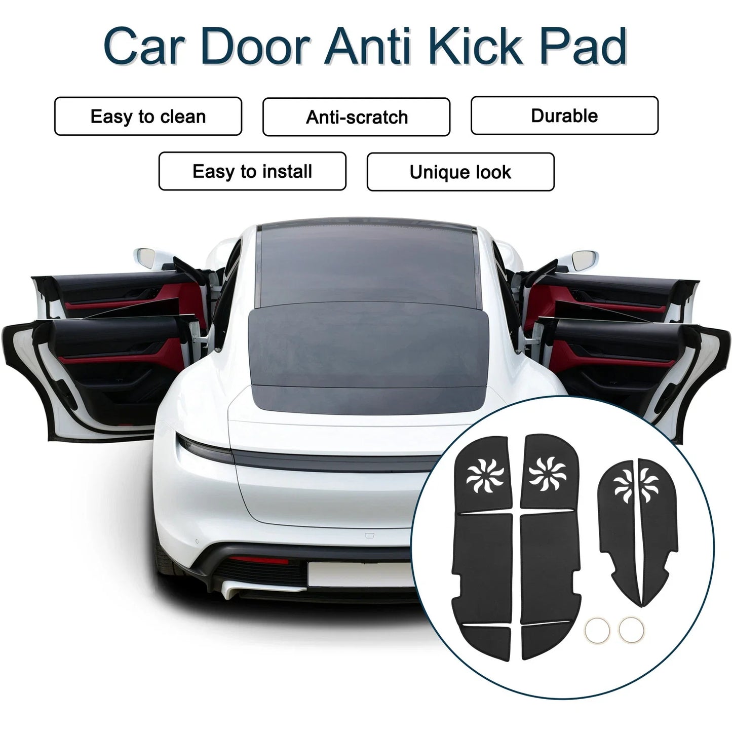 Car Door Anti Kick Pad Sticker Protector for Lexus RX (2009-2014) Black 1 Set