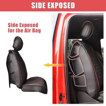 Set of 5 Front Rear Seat Covers for Ford F-150 Crew Cab (2009–2023) Black Red