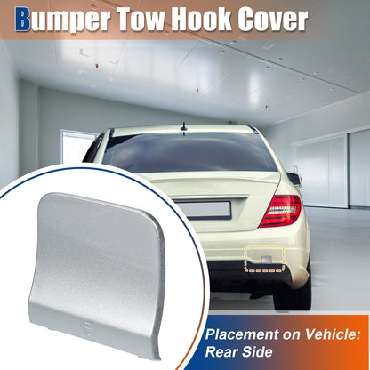 Rear Car Bumper Tow Hook Cover for Mercedes-Benz (A2048855623) Silver Tone
