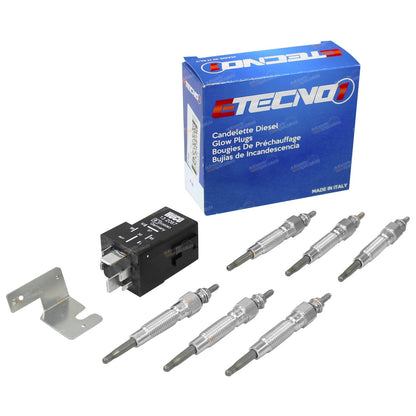 6 Glow Plugs + Relay Conversion Kit for Nissan Patrol GQ Y60 (1988–1997)