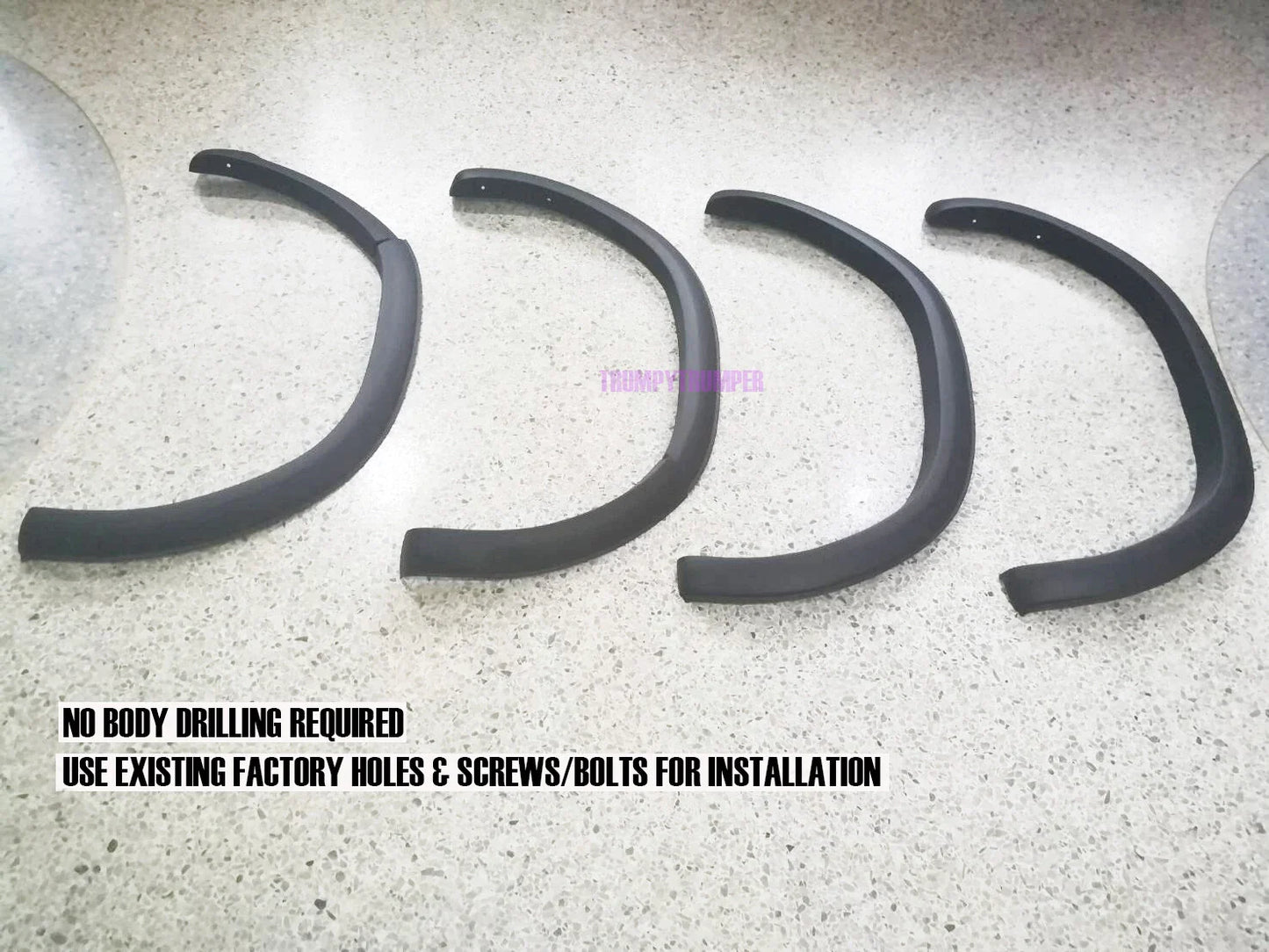 3" Matte Black Slim Fender Flares for Toyota Hilux Widebody (2018-2020)