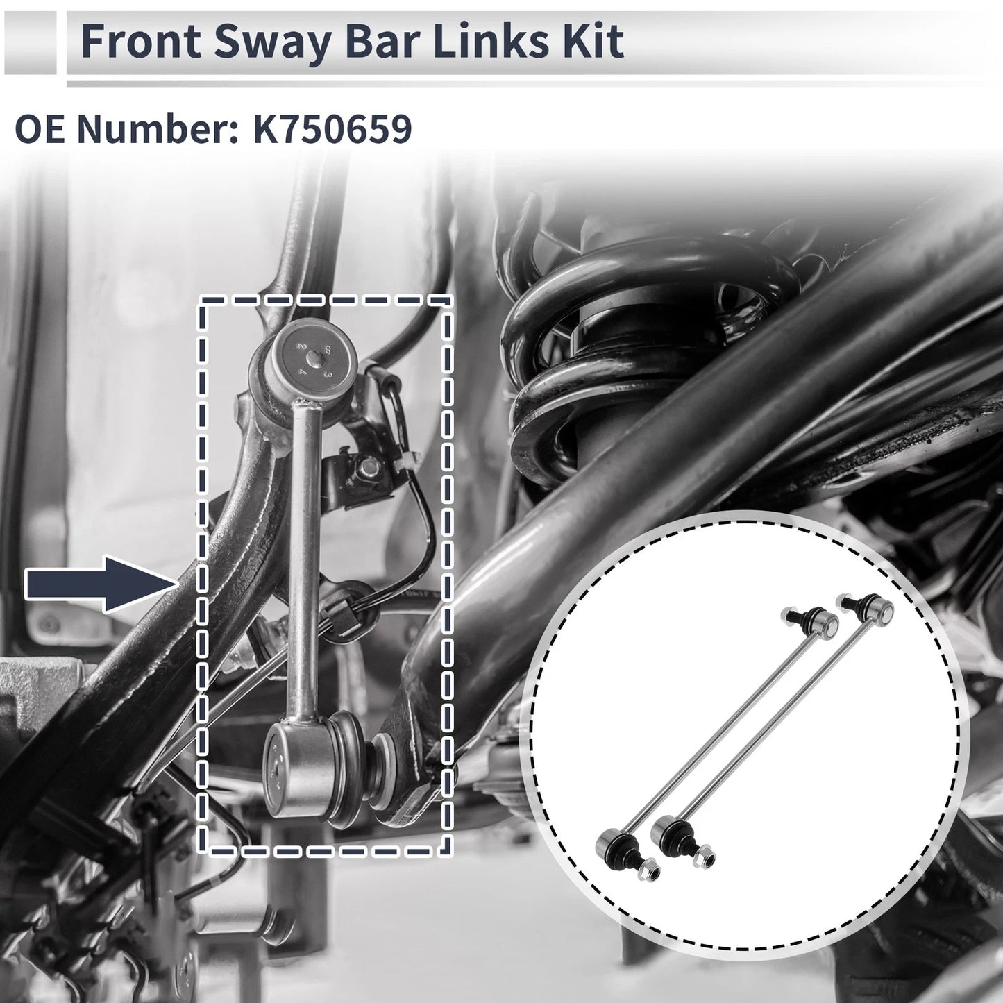 Front Stabilizer Bar Links No Bushing for Hyundai Santa Fe (2013–2018) No.K750659